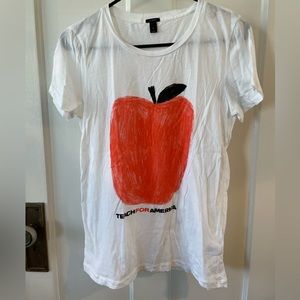 J Crew Teach for America white tee, medium